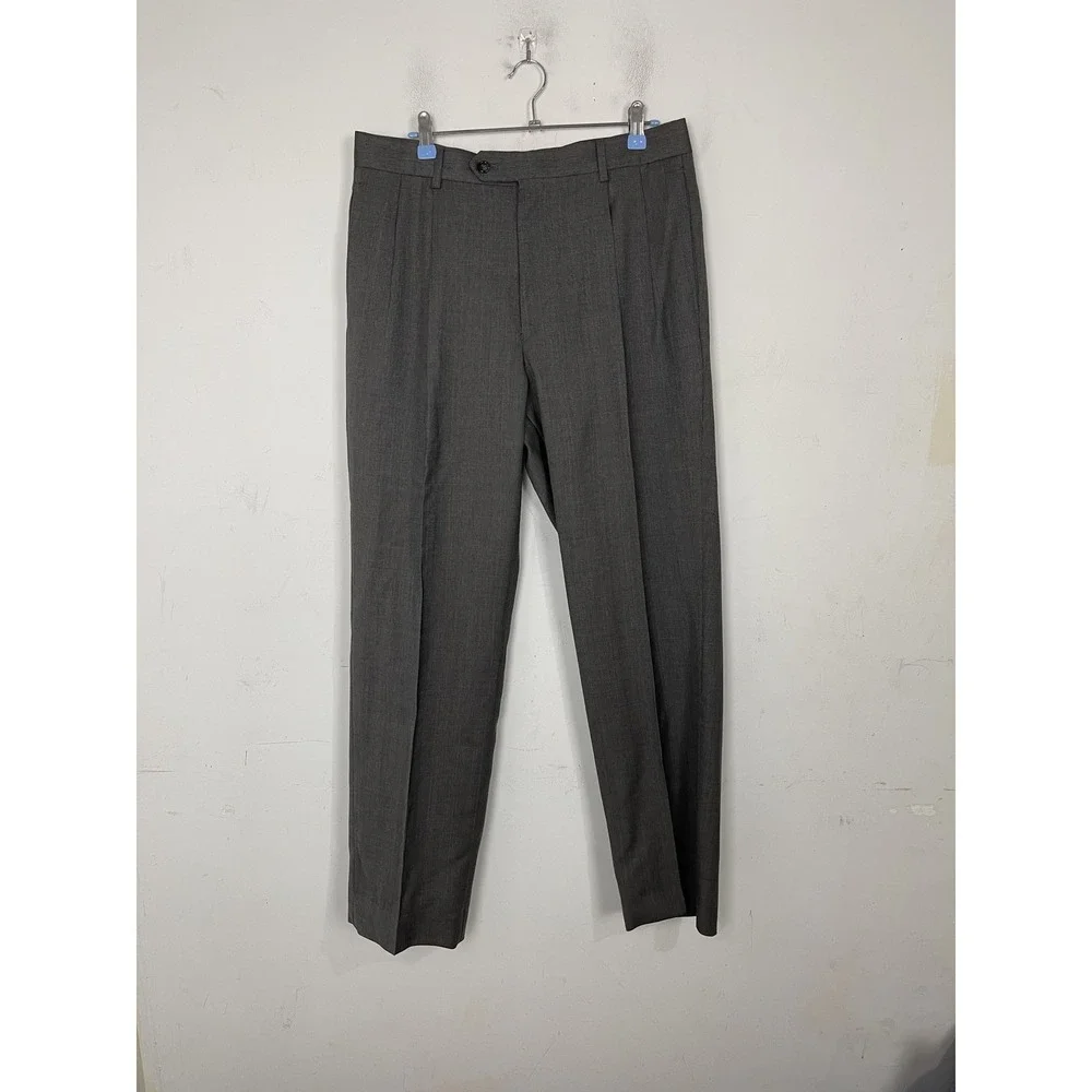 Jos‎ A Bank Mens Suit 40R Jacket & Pants Set Gray Plaid 2 Piece US 33 Waist